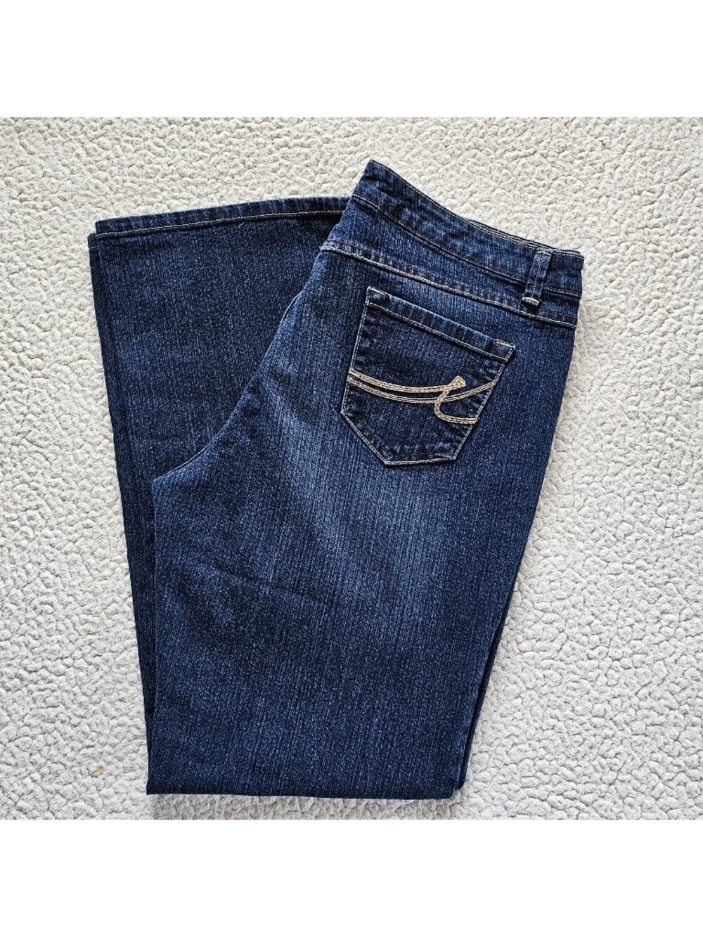 Womens Nine West Dark Wash  Denim Jeans Size 18 Embroidered Back Pockets